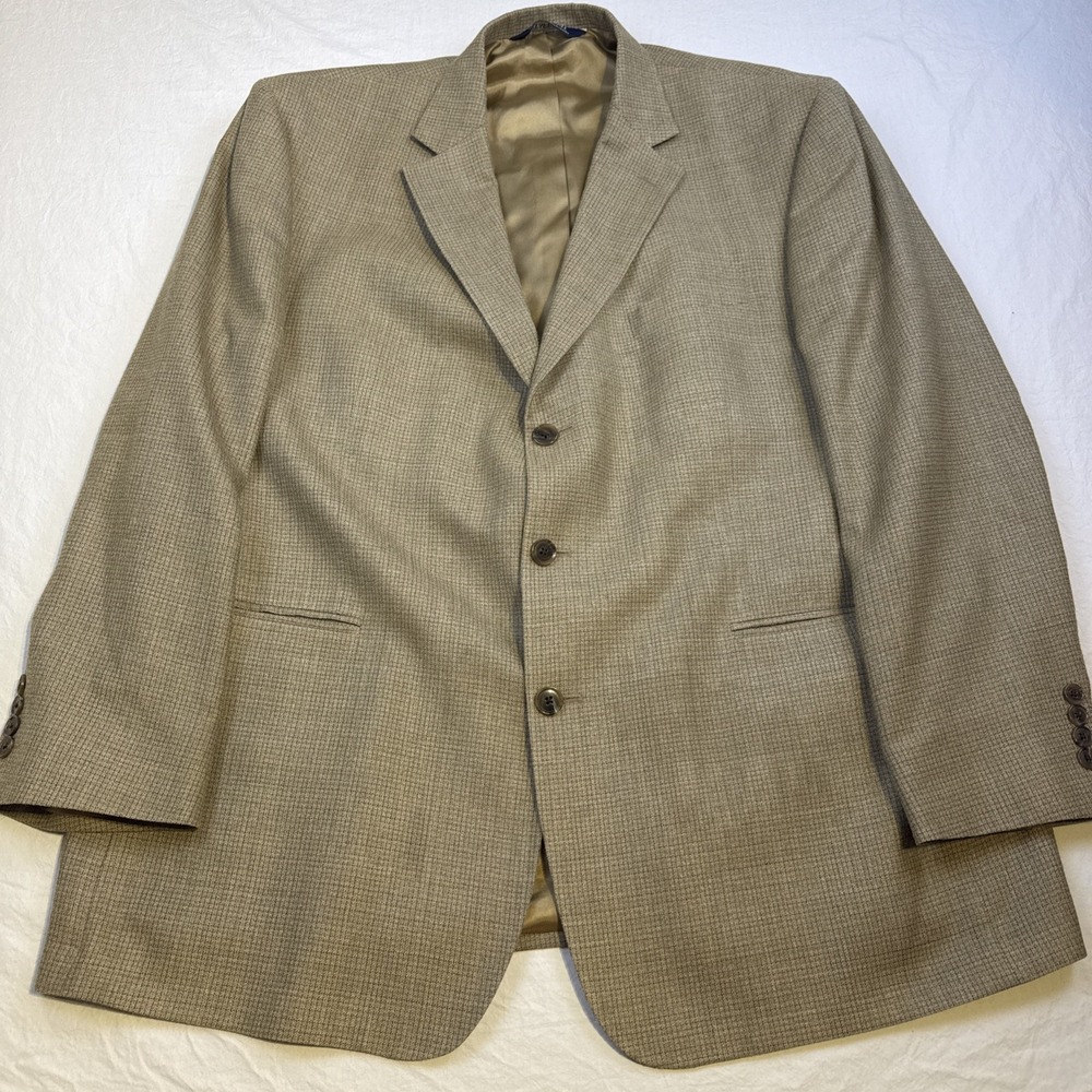 Stafford Blazer Jacket Sport Coat Mens 48R Silk Wool Blend Brown